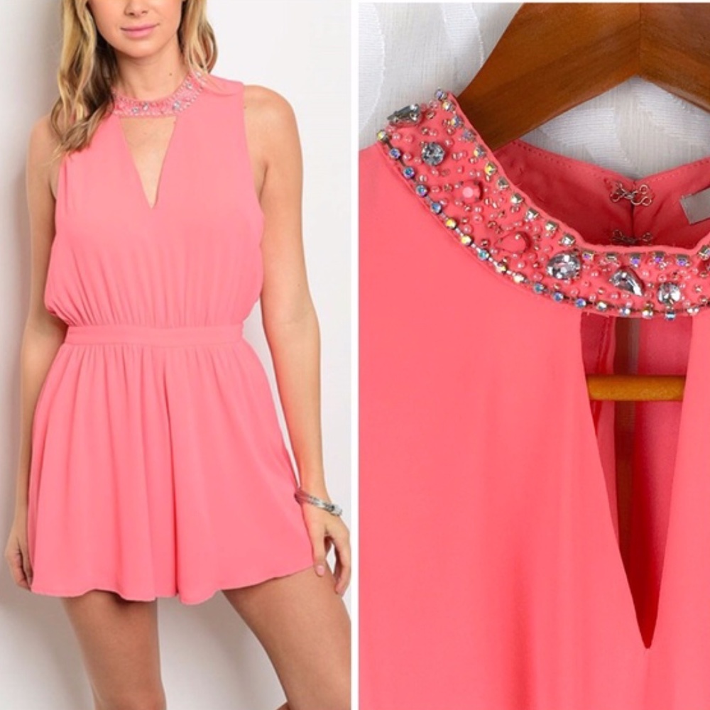 The Clothing Company Jewel Coral Romper